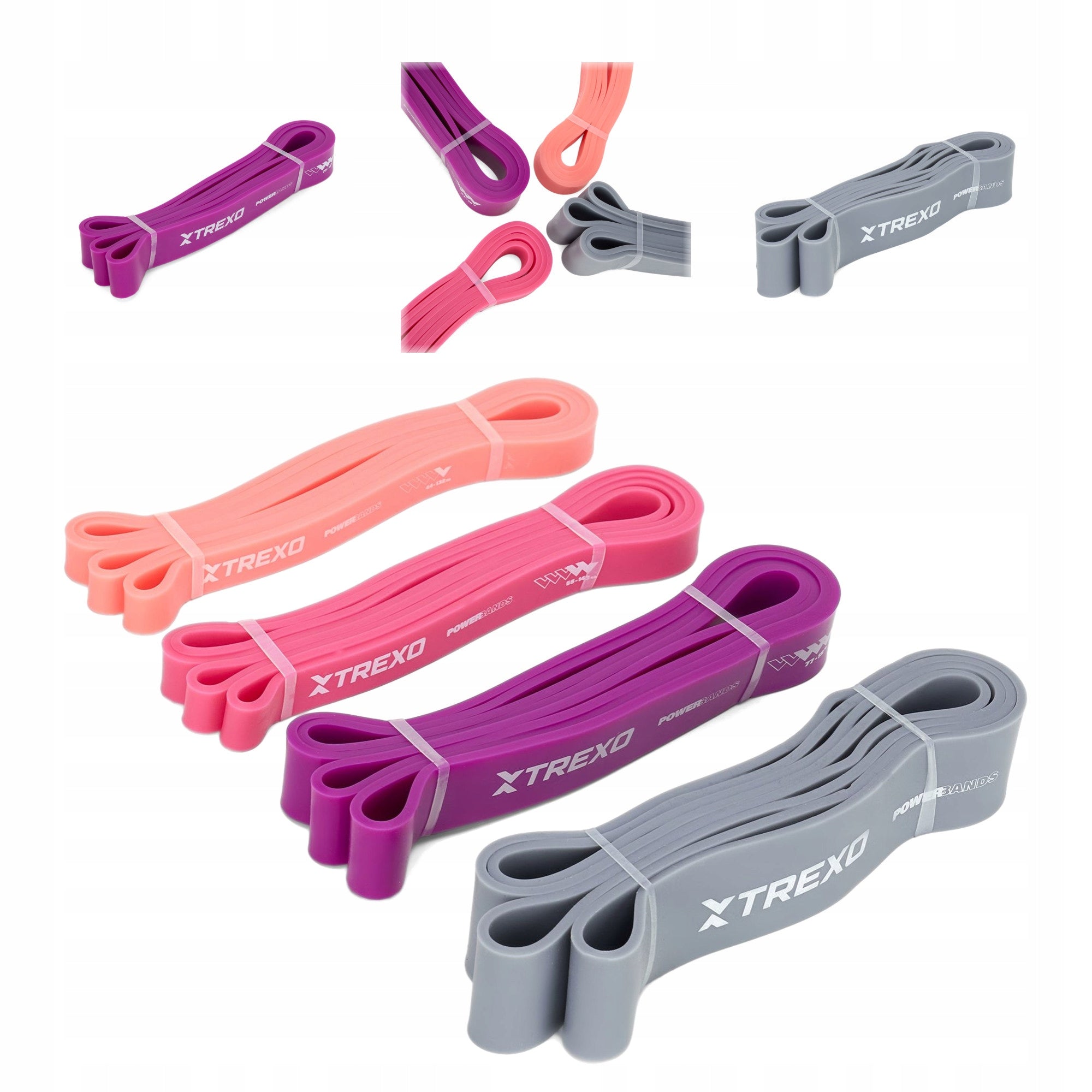 Set of resistance rubber XTREXO multicolor VERSATILE FOR FITNESS EXERCISES