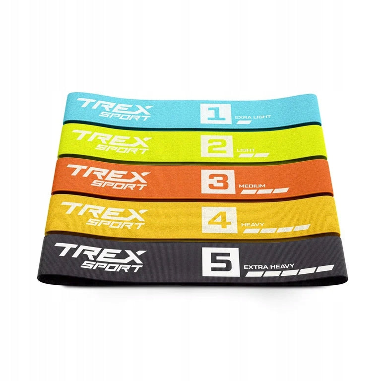 Set of resistance rubber material bands for fitness exercises 5 pcs Trex Sportf