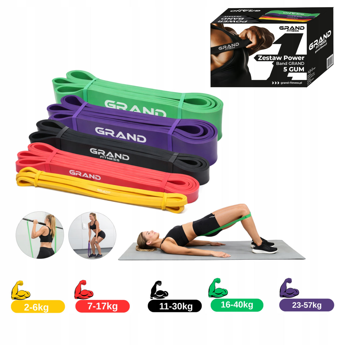 Set of resistance rubbers Power Band GRAND
