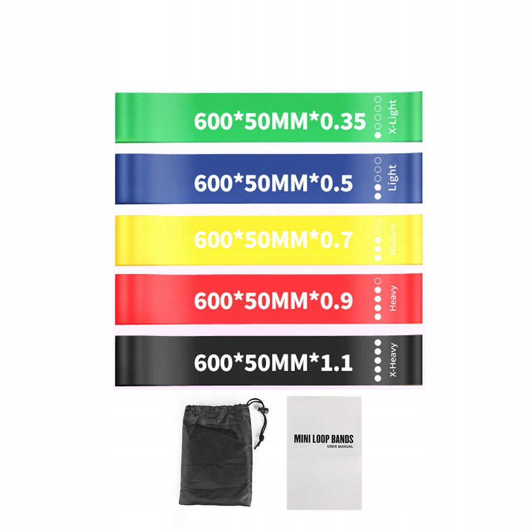 Set of resistance rubbers for fitness exercises rubber training bands 5 pieces
