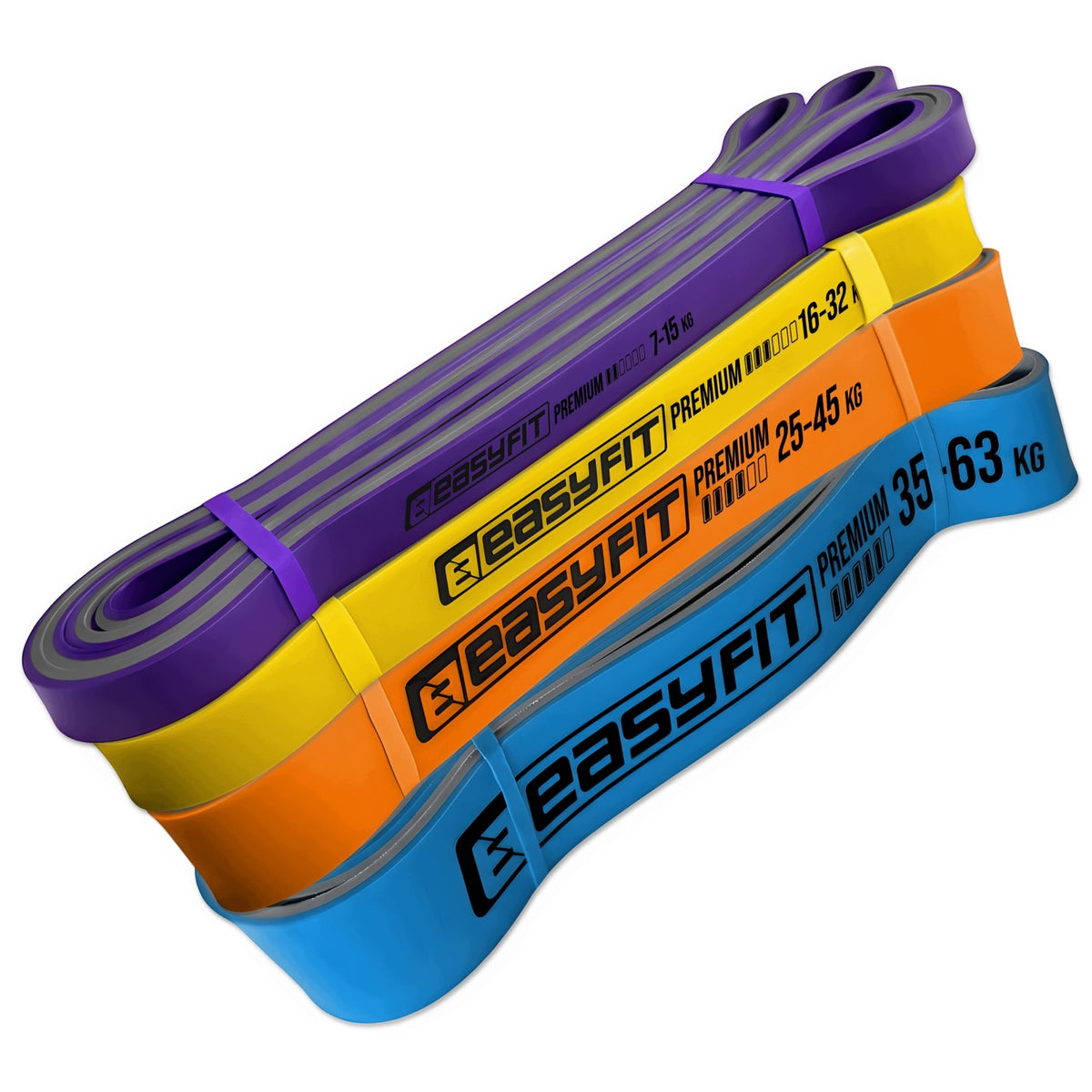 Set of resistance rubbers for pull-up EasyFit Premium 7-63 kg (4 pcs) Brand EasyFit
