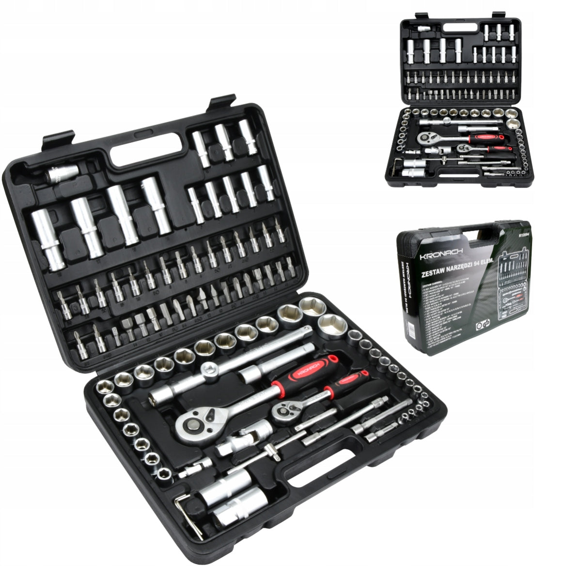 Set of socket wrenches Kronach 1/4" 1/2" socket bits 94pcs K12094