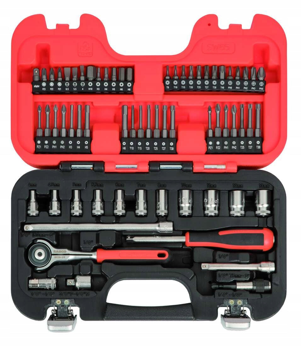 Set of socket wrenches and 1/4" tips, 65 pcs. BAHCO [SW65]