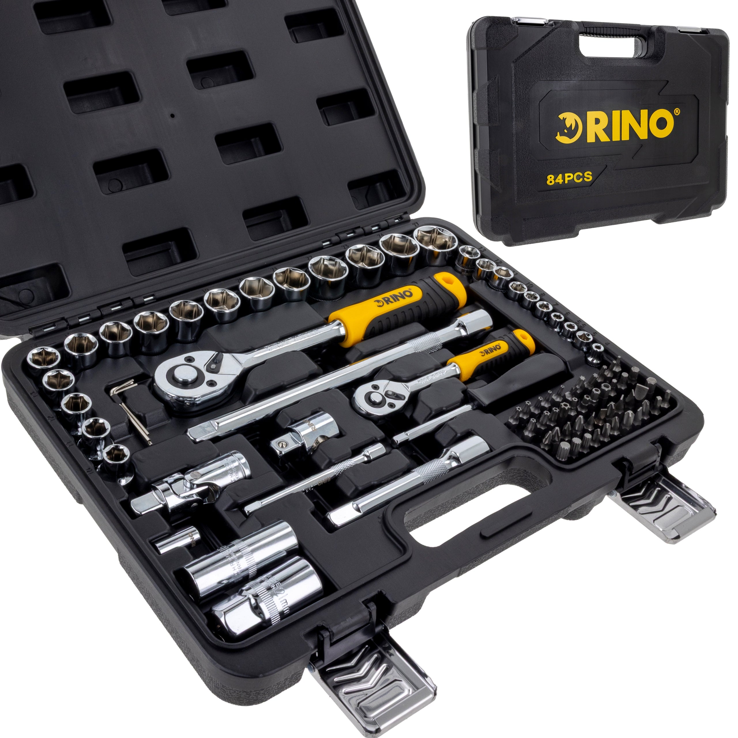 Set of socket wrenches large Rino 84 elements suitcase bit rattle