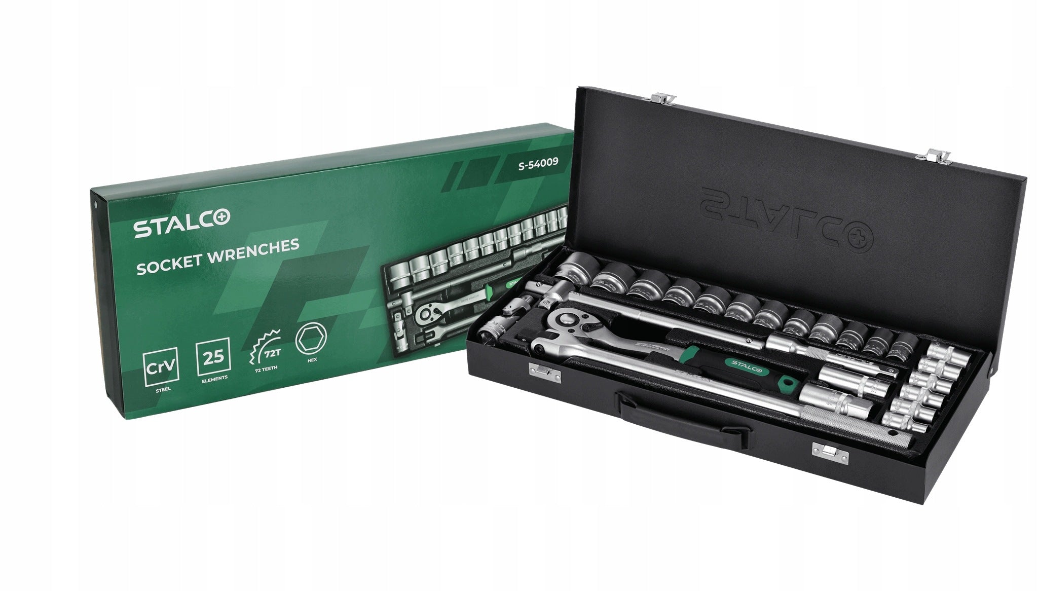 Set of socket wrenches suitcase met 25 el S-54009