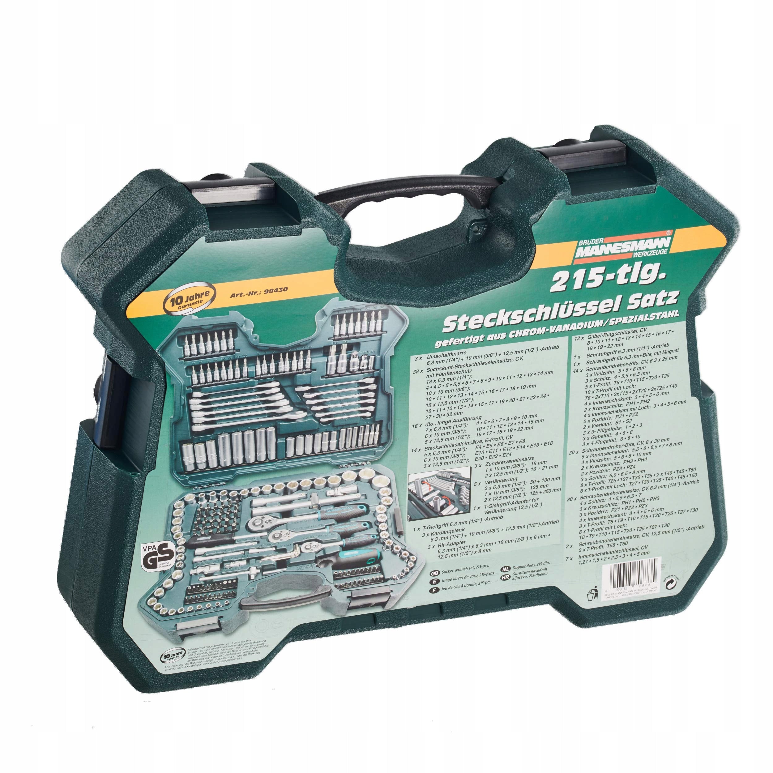 Set of socket wrenches with Ratchet in Suitcase Mannesman M98430 Brand Brüder Mannesmann