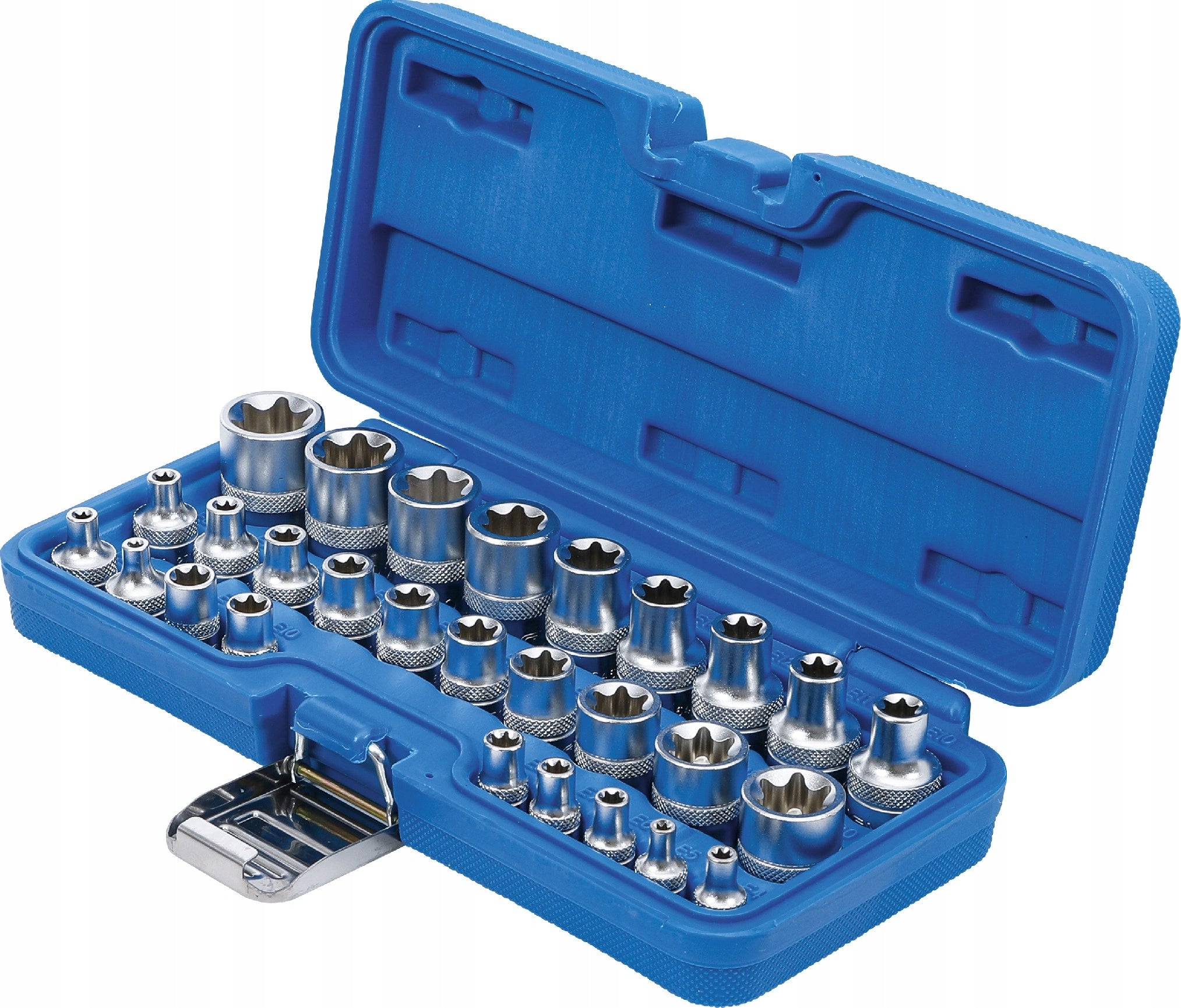 Set of sockets profile-E 1/4" 3/8" 1/2" E4 - E24 28pcs. in case BGS 70099 Brand BGS Technic
