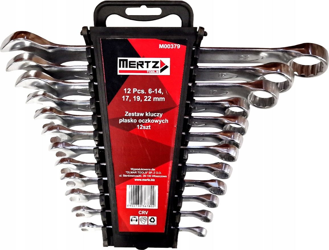 Set of spanner wrenches Mertz keys CRV M00379 6-22mm 12pcs clip