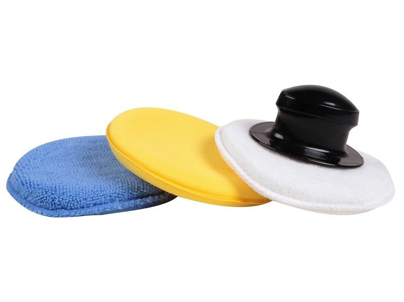 Set of sponges 3+1 lacquer polishing applicators with handle Wax pads Packaging status original