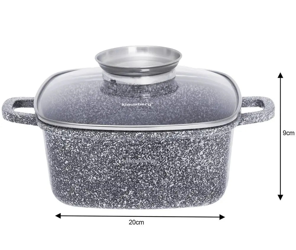 Set of square MARBLE pots POTS GREY SET 6EL. Material aluminum