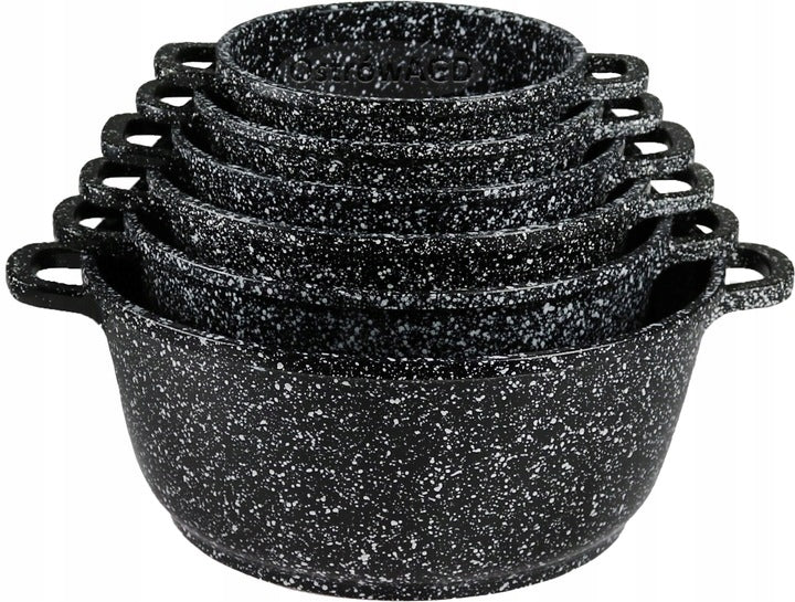 Set of stainless glass pots 12 el. Manufacturer code Zestaw Garnków Marmurowych Czarne EH-77