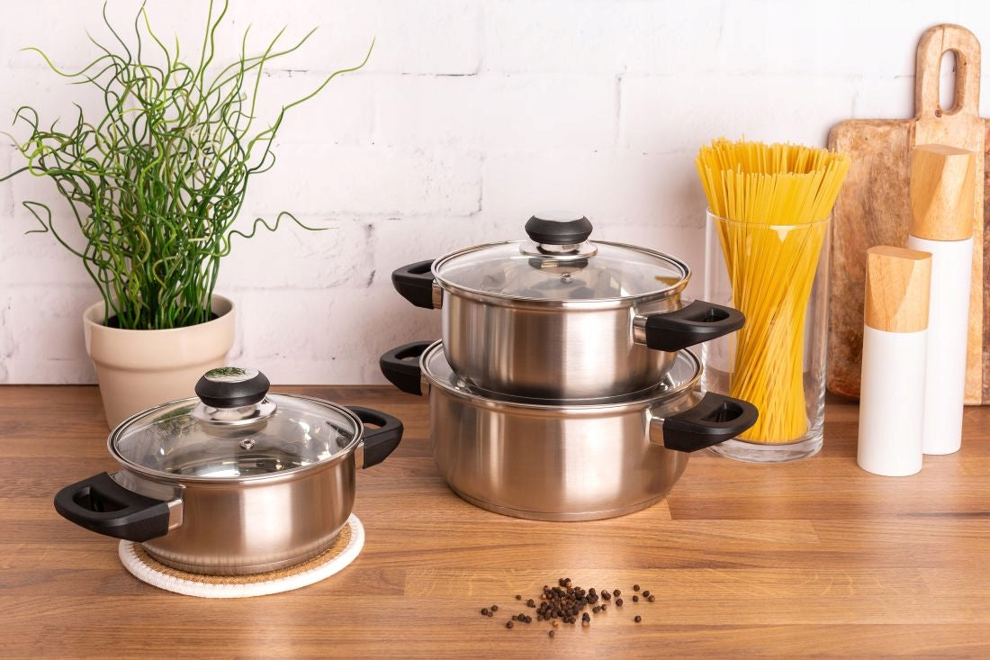 Set of stainless steel pots and lids Altom Design Emilio 8 el Packaging status original