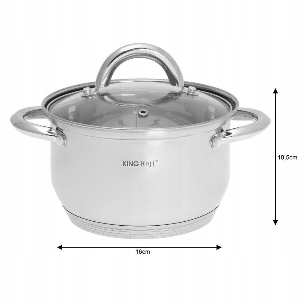 Set of stainless steel pots for gas and induction Ø16/18/20 cm, 6 el. KINGHoff Line Elegance