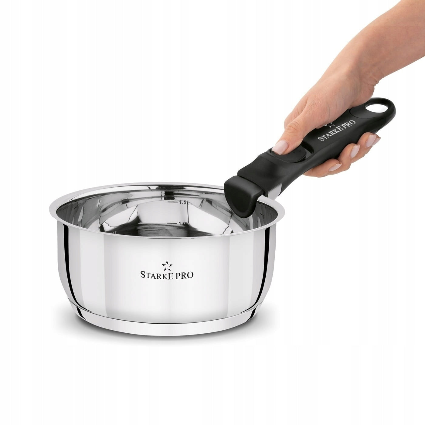 Set of steel pots and pans with detachable handle Brand Starke Pro