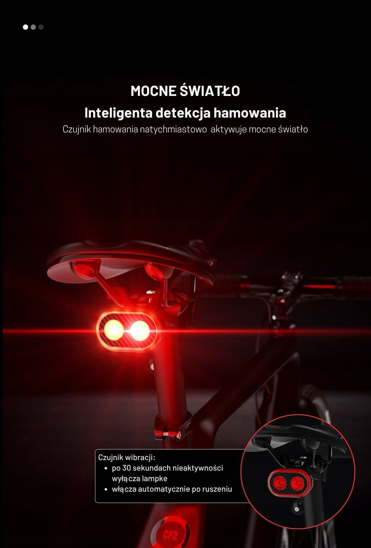 Set of strong, lightweight bike lights (front & rear) with large battery Brand CYCLAMI