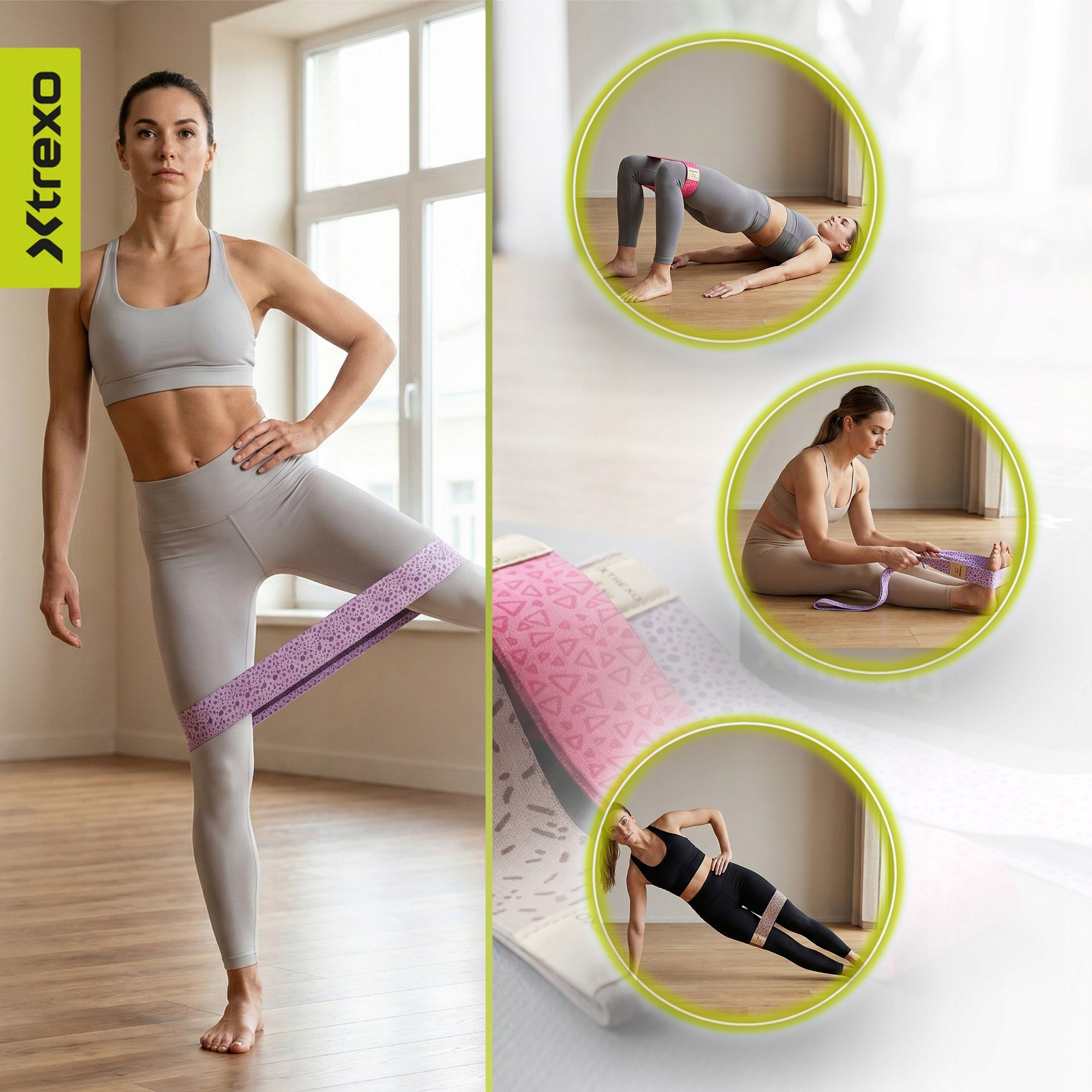 Set of tapes XTREXO embroidery multicolor FOR FITNESS EXERCISES HIGH QUALITY Length 32 cm