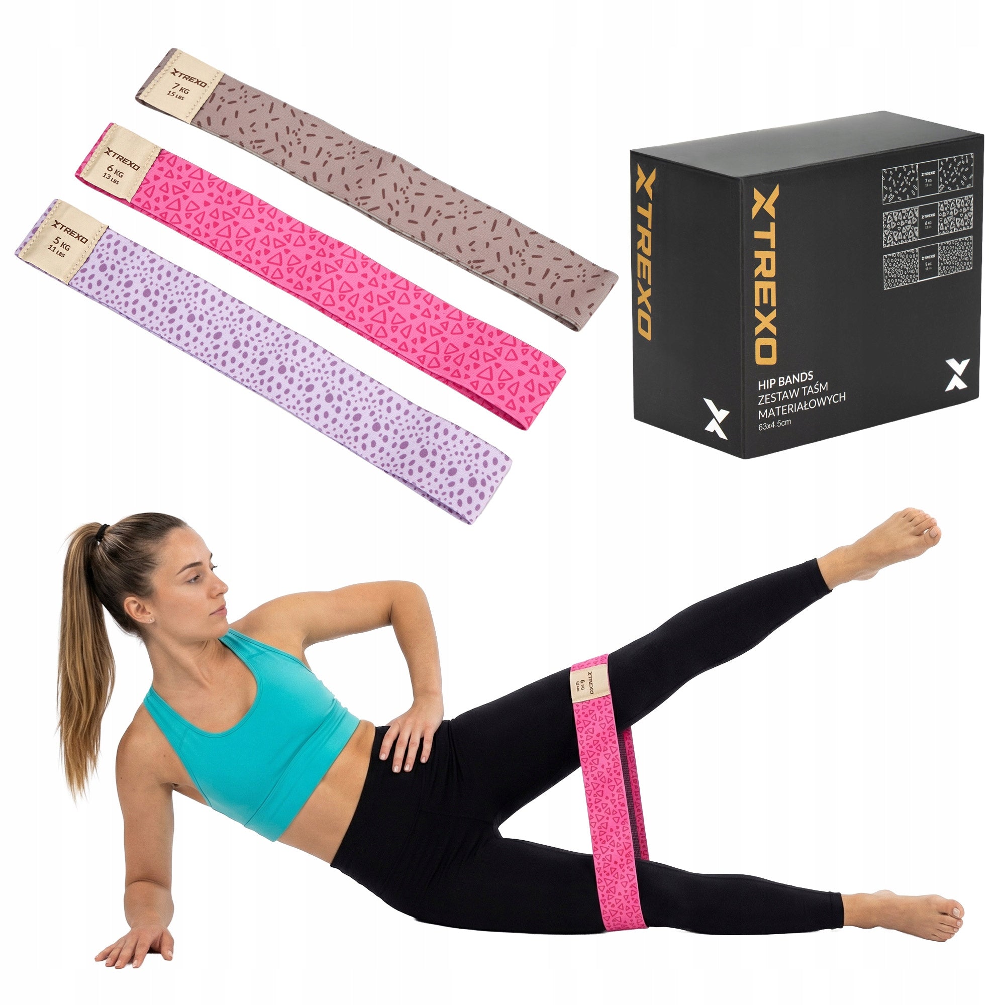 Set of tapes XTREXO embroidery multicolor FOR FITNESS EXERCISES HIGH QUALITY