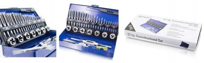 Set of taps and dies 32el. Steel CrV M3-M12 Packaging status original