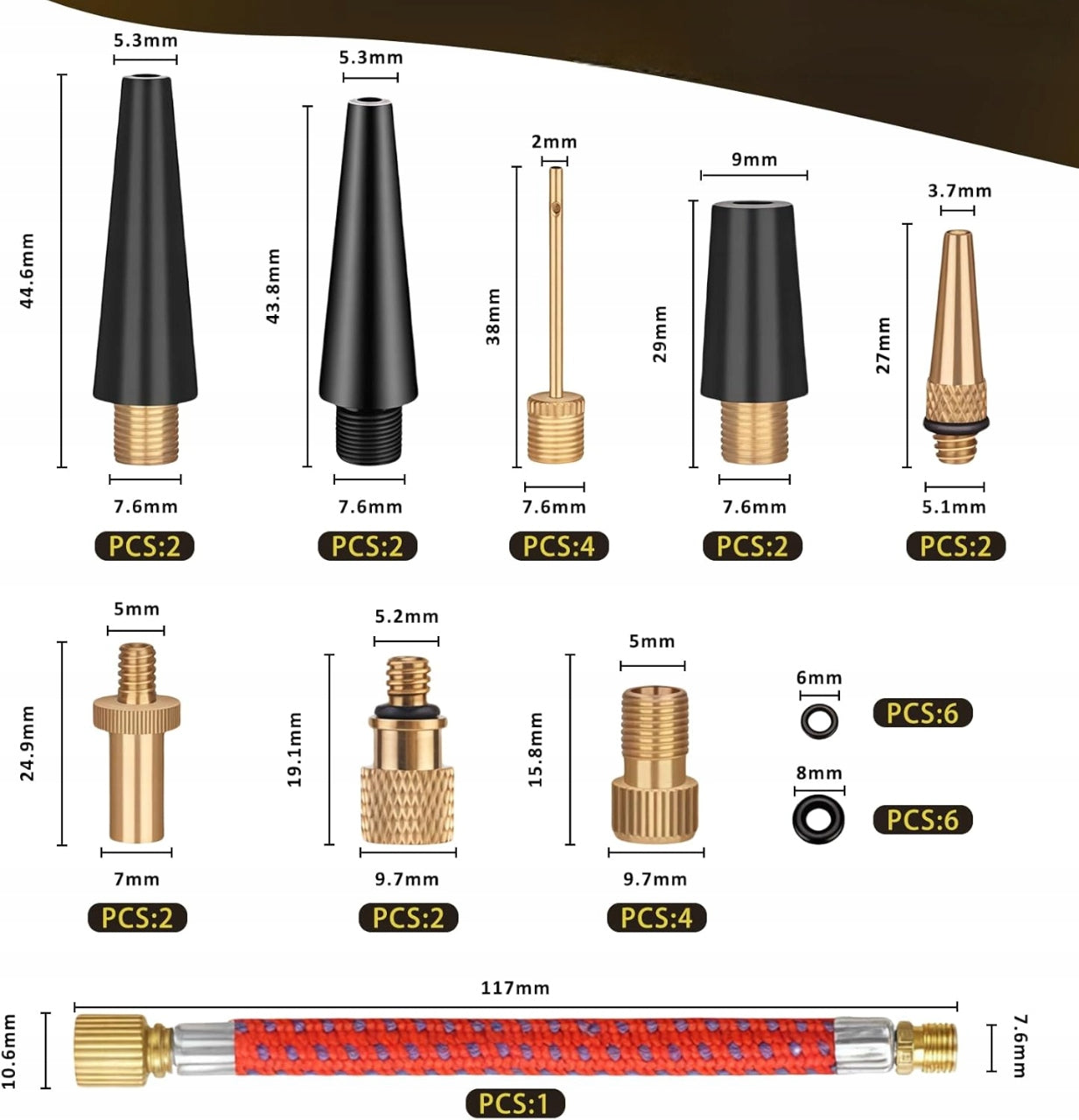 Set of tips for pumping tires bike mattress balloons pontoon Manufacturer code 68464654
