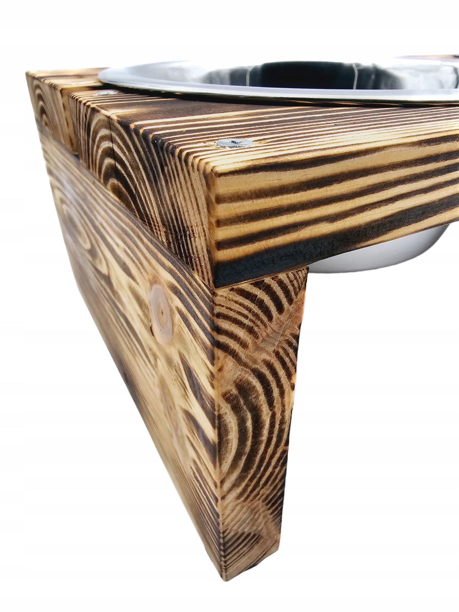 Set of two 1800 ml dog bowls on wooden stand Brand Barry King