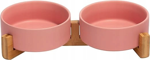Set of two feeding bowls Spunkyjunk ceramic 400 ml bamboo frame