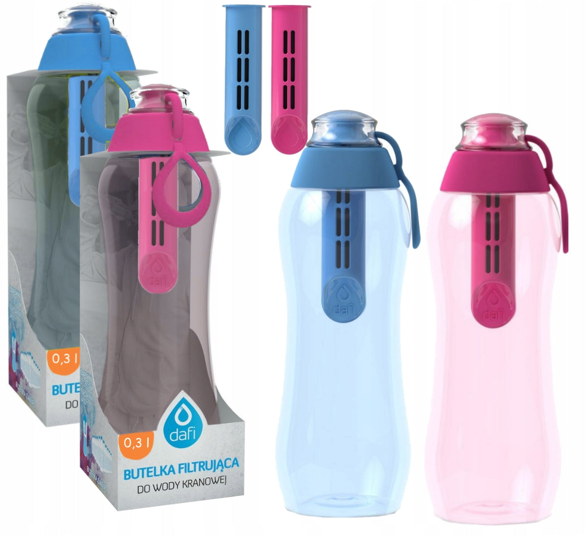 Set of two filter bottles Dafi Soft 0,3l pink and blue