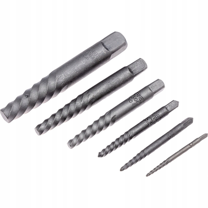 Set of unscrewers for removing broken screws 6 pcs. 2,0-10,3 mm Packaging status original