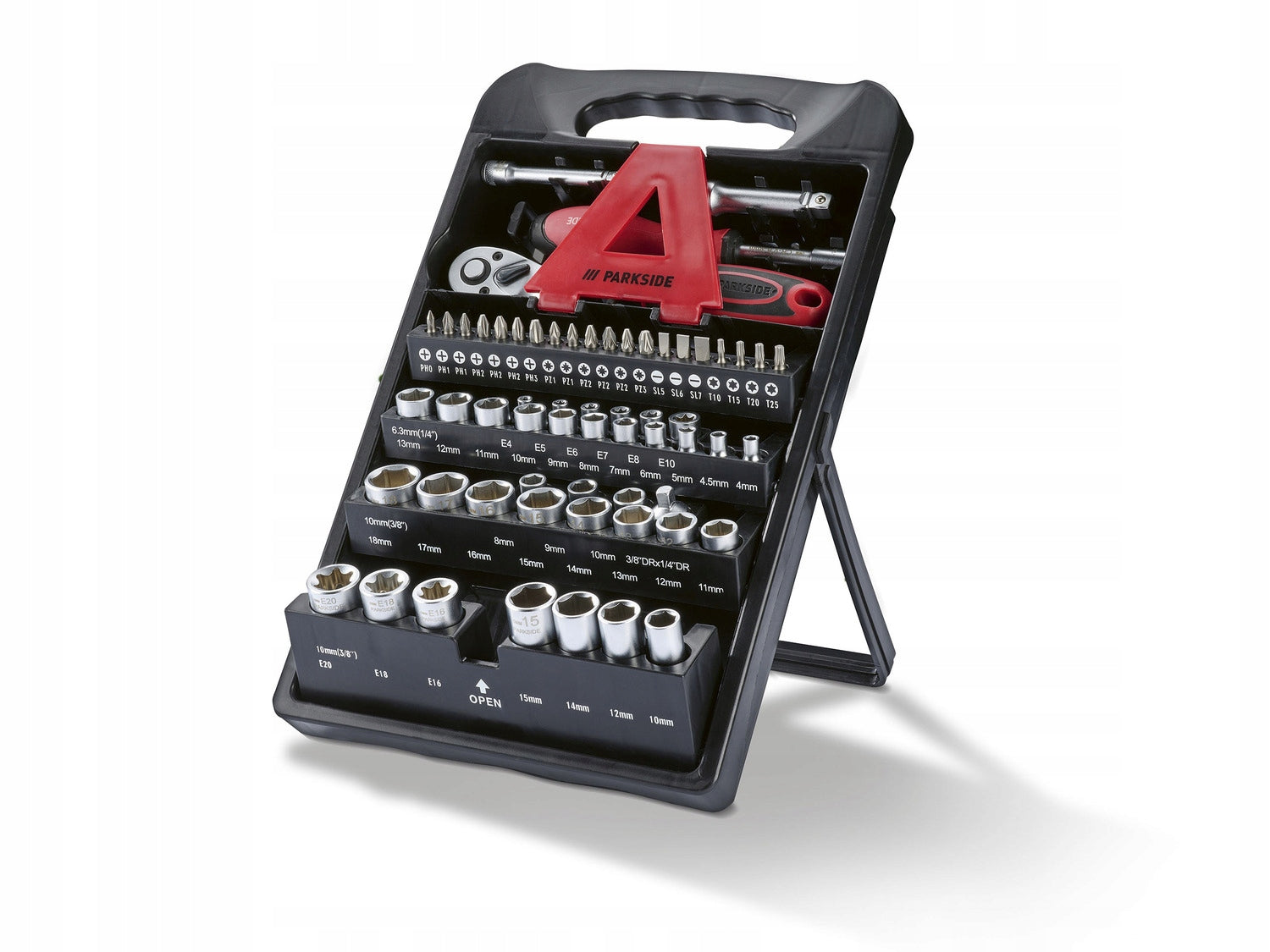 Set of wrenches with ratchet socket bits PARKSIDE in organizer 61
