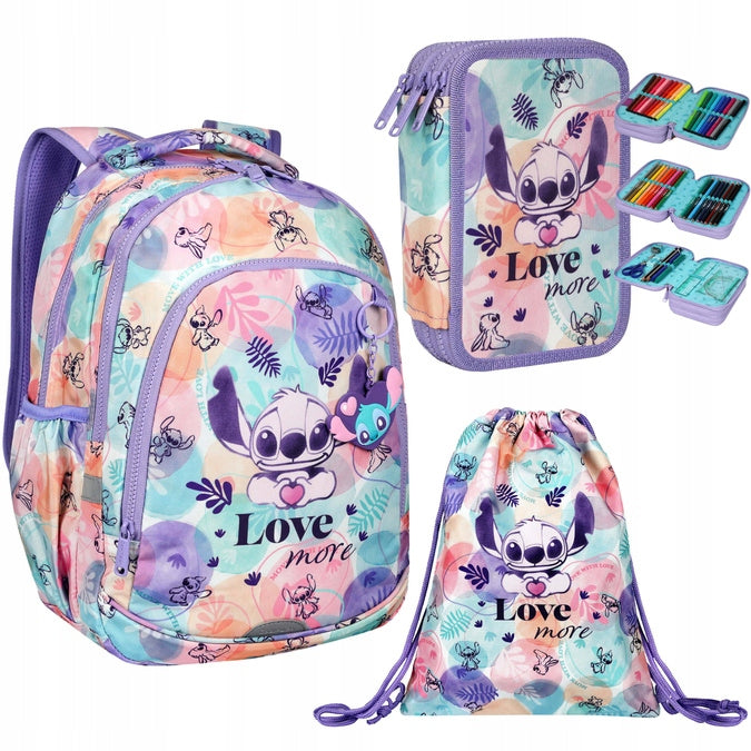 Set school starter kit 3el backpack pencil case with Stitch bag COOLPACK