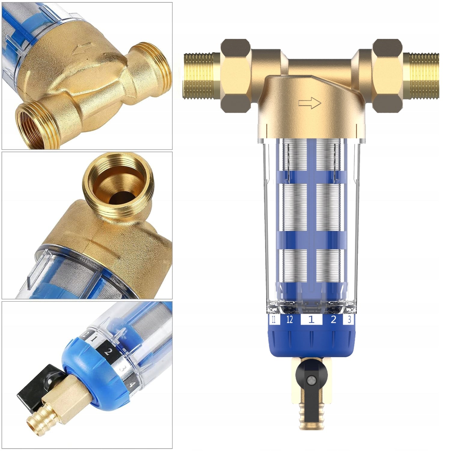 Settlement filter for water 3/4 1/2 self-cleaning with rinsing Kind filter