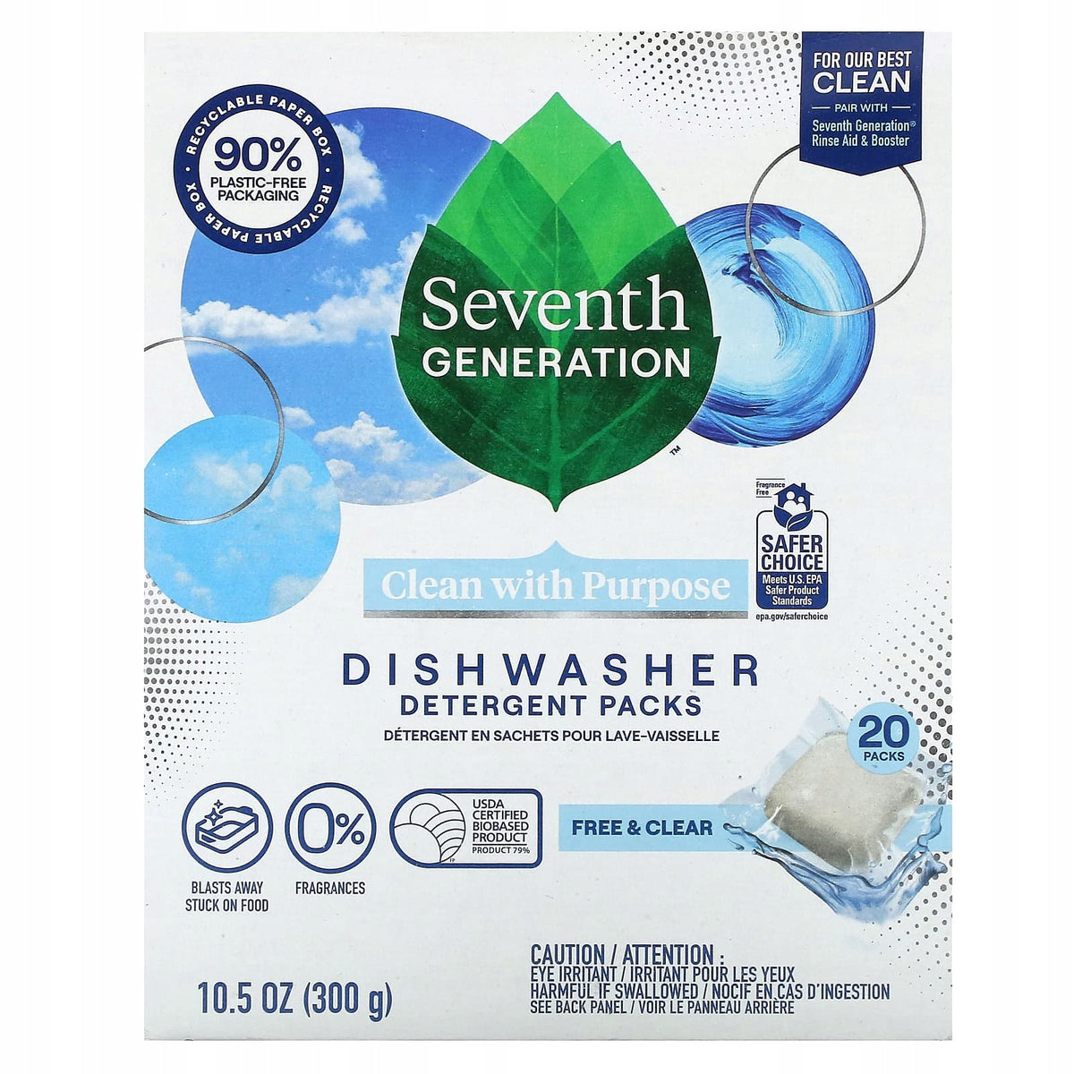 Seventh Generation , Dishwasher Detergent Packs, Free & Clear, Fragrance Fre
