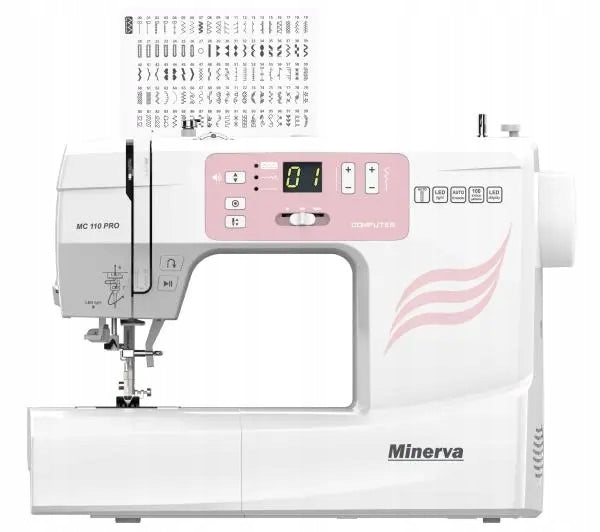 Sewing Machine Minerva MC110pro 99 Stitches Back Sewing Display