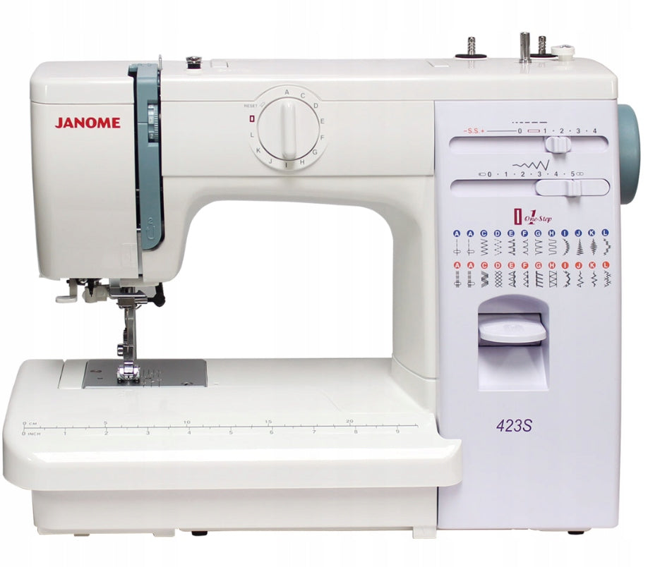 Sewing machine Janome 423S + freebies needle foot thread scissors Dominant color white