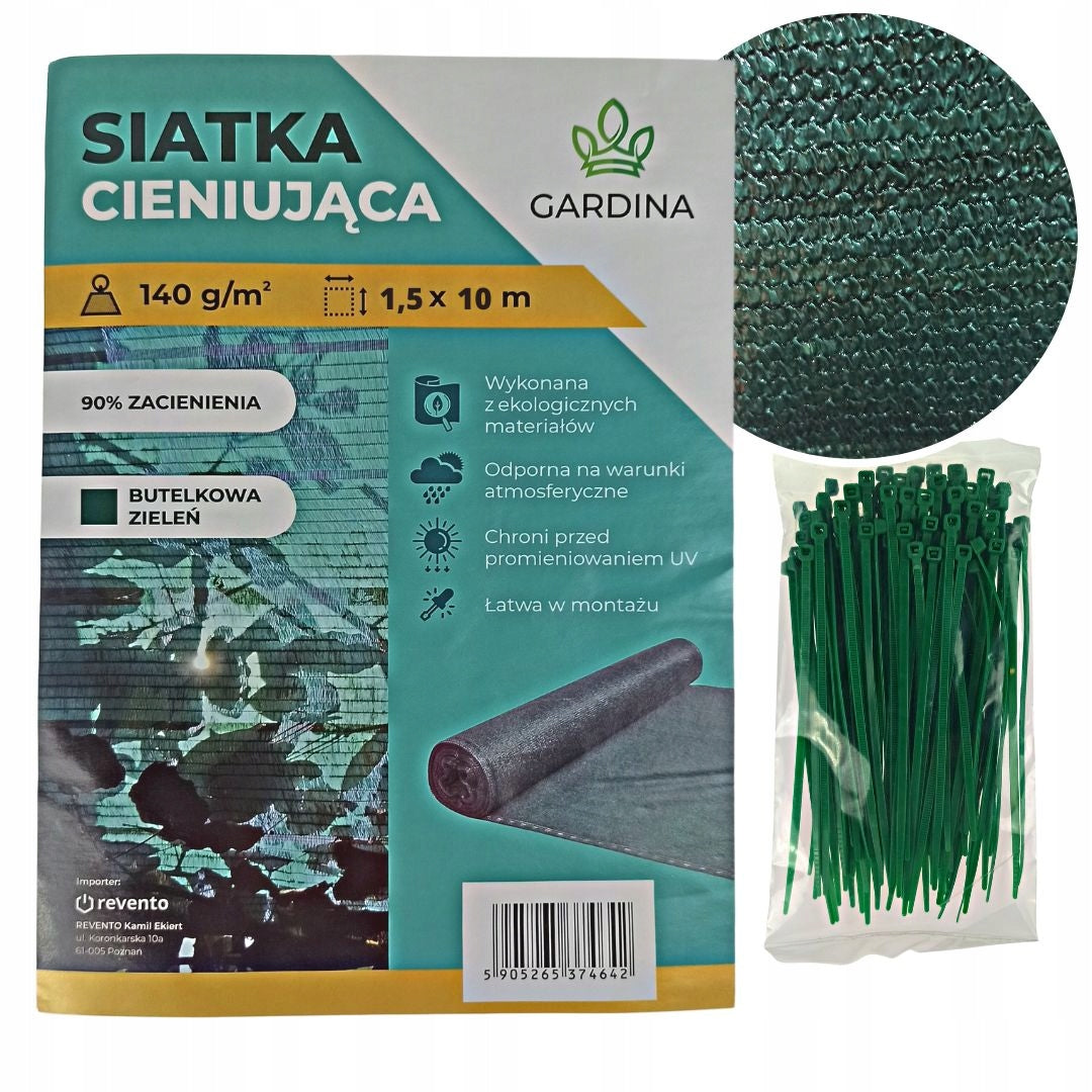 Shading net masking green for fence 1,5x10m + Gardina bands Color green