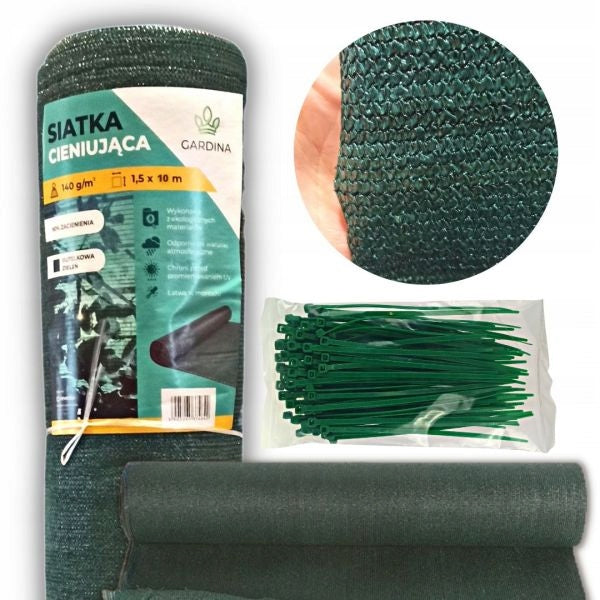 Shading net masking green for fence 1,5x10m + Gardina bands