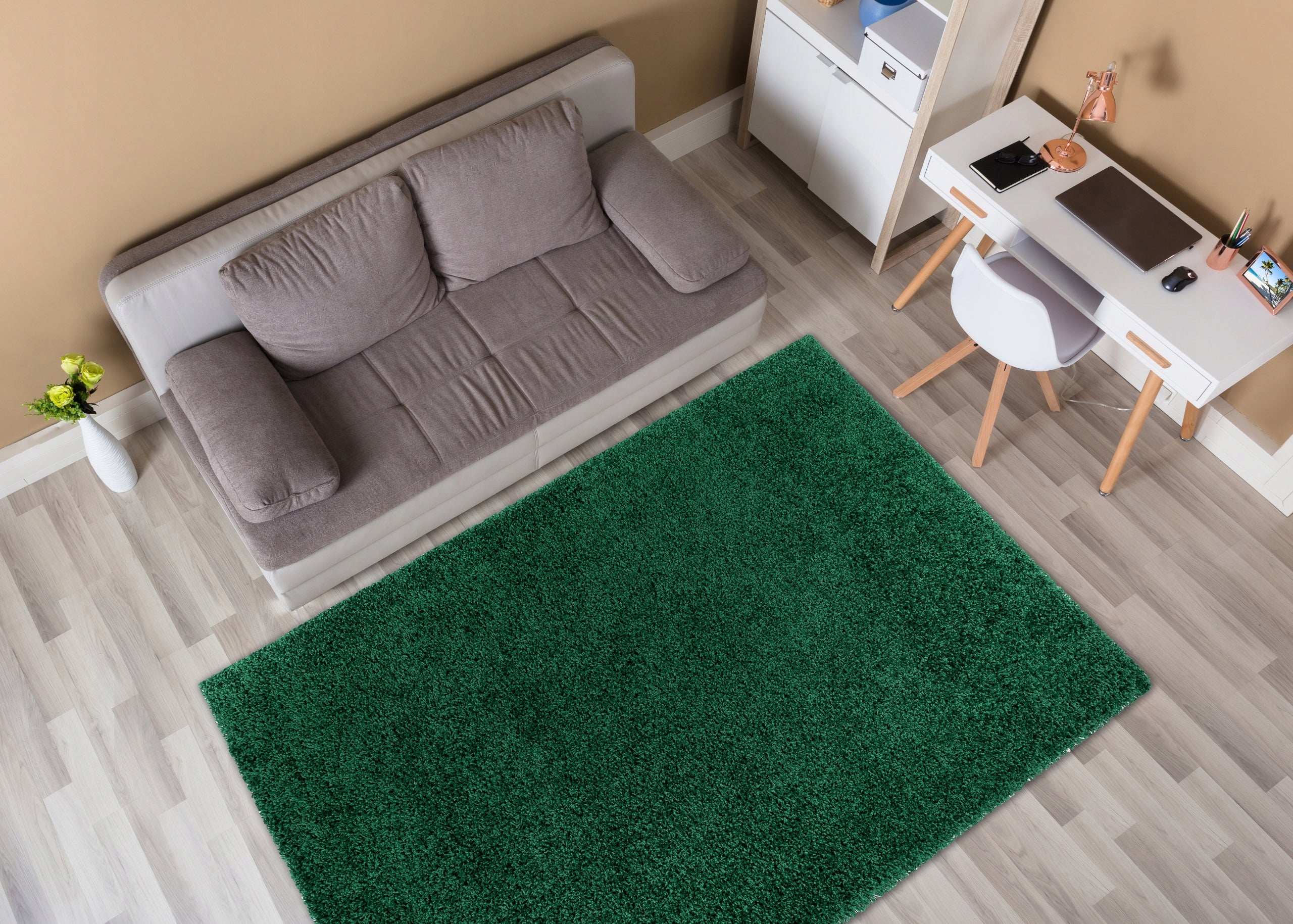 Shaggy rug THICK FOR LIVING ROOM BEDROOM green WITHOUT PATTERN 160x220 cm Soffi Brand Dywany Łuszczów