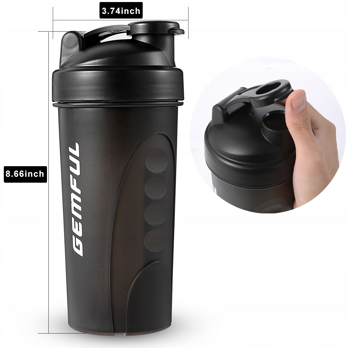 Shaker Bottle 750ml 2 Pack Protein Mix & Hydration for Athletes Fitness Manufacturer code GF009