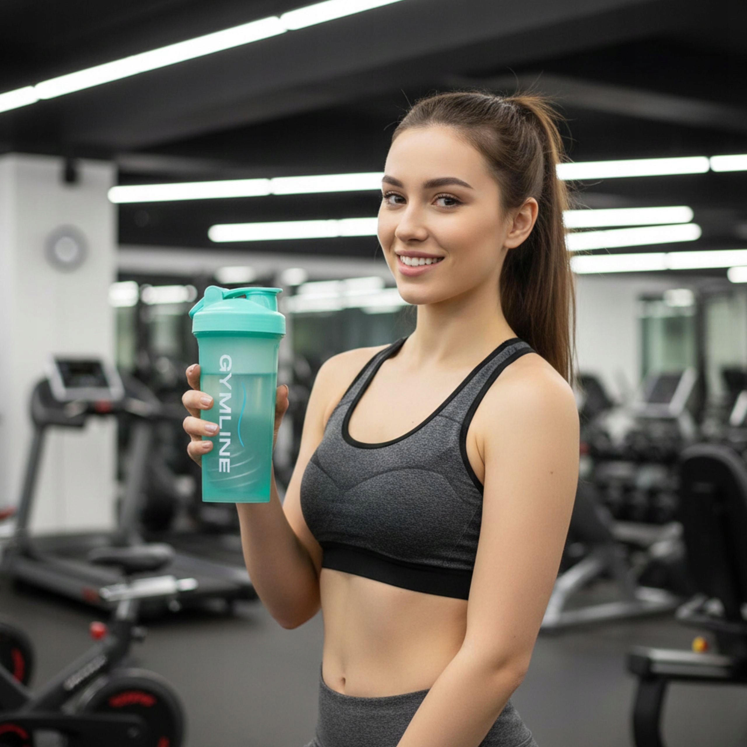 Shaker for protein supplements 600 ml Green Sports for gym training Model Shaker plastikowy 600 ml zielony