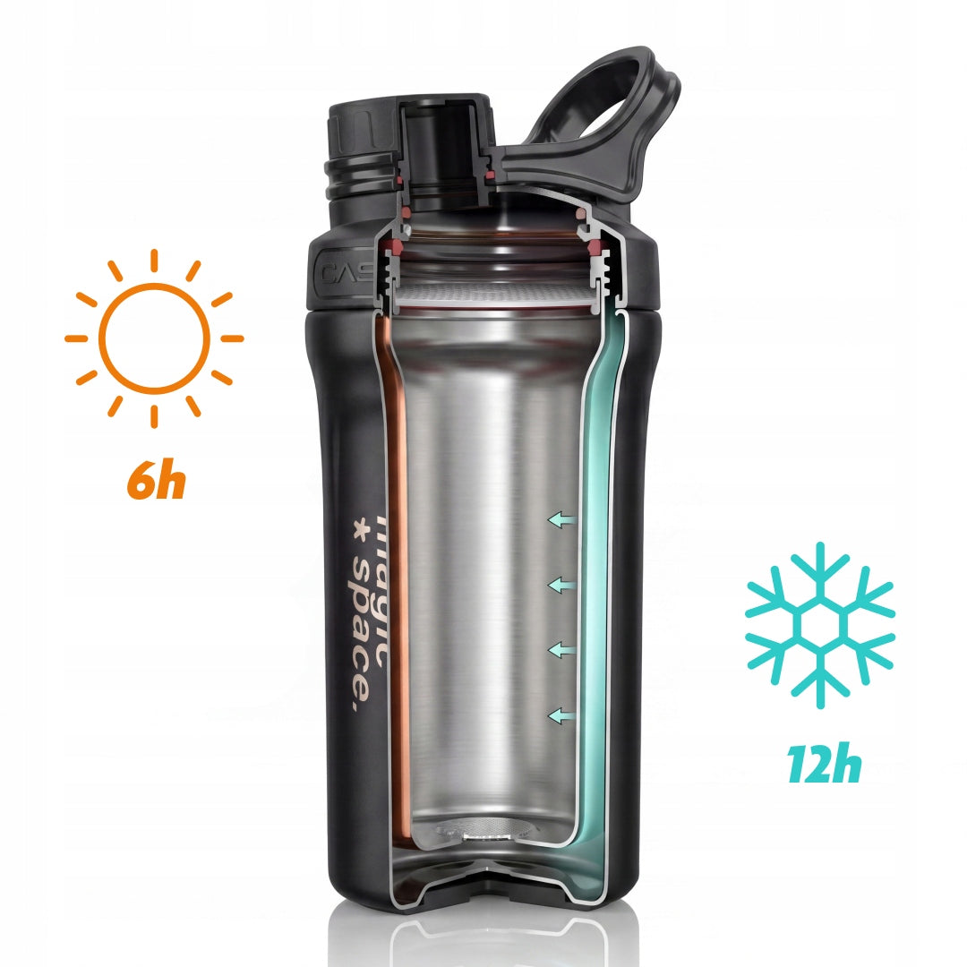Shaker steel for protein supplements thermal bottle with strainer Casno 600 ml Volume 600 ml