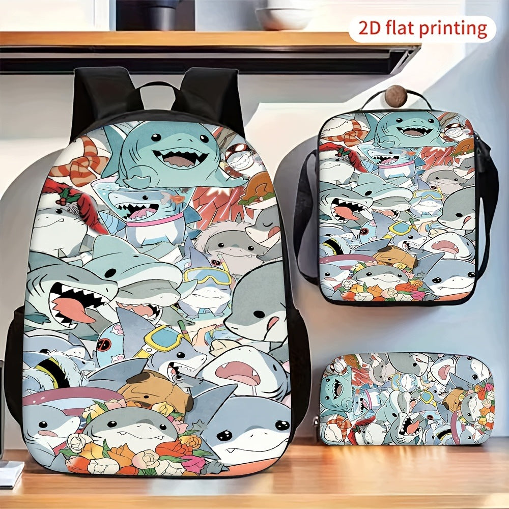 Shark Collage Print Backpack Set with Lunch Bag Lightweight