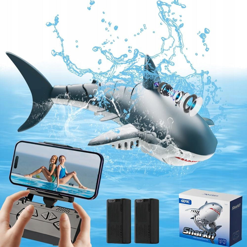 Shark RC Boat – HD Camera, 2.4GHz, Light/Spray –Lake Pool Toy Gift for Kids