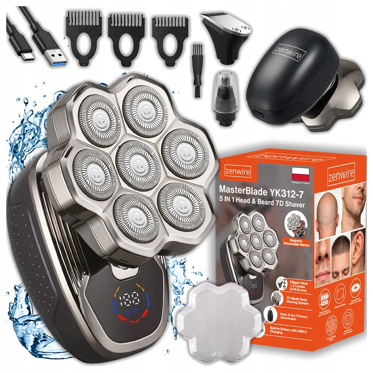 Shaver Head Beard Hair Shaver Men's Wireless USB-C 7D Packaging status original