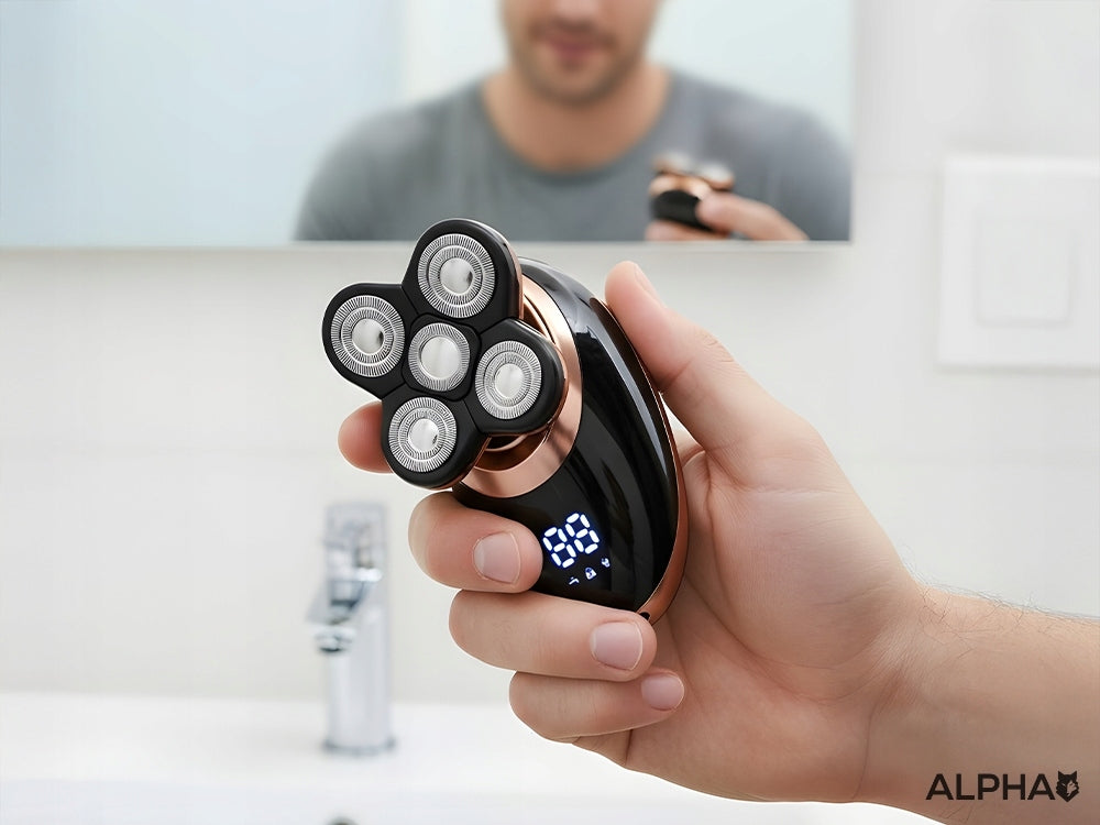 Shaver Men's Hair Head Beard Shaving Machine + Nose Trimmer Alpha Packaging status original