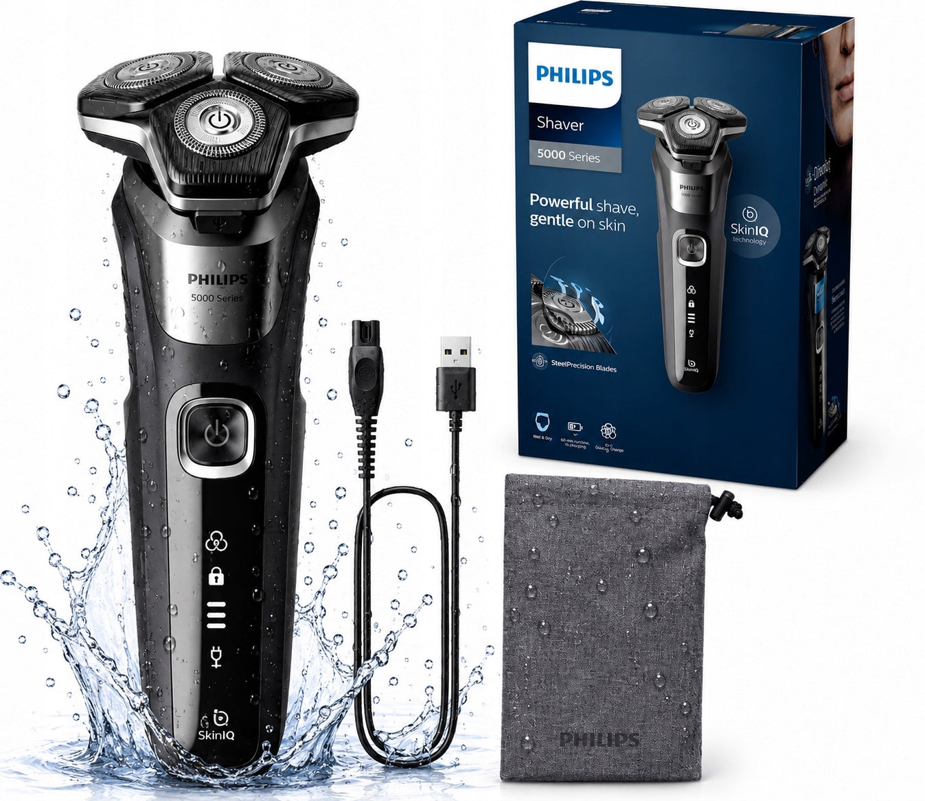Shaver Philips 5000 Series Trimmer Waterproof Head 360 STRONG