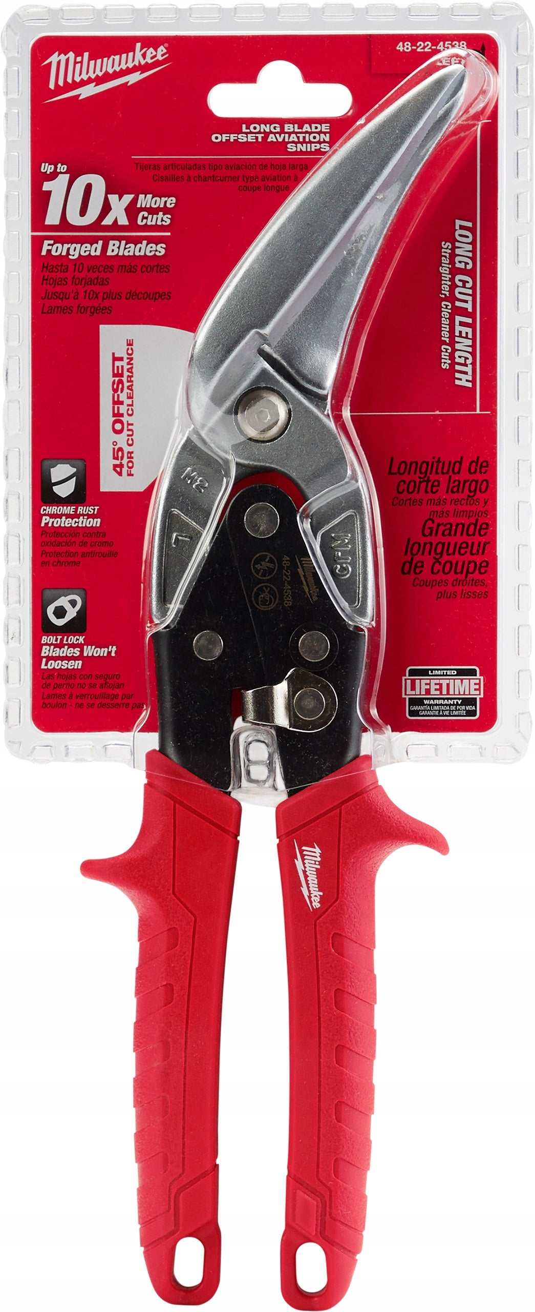 Shears for cutting sheet metal bent long LEFT Milwaukee Packaging status original