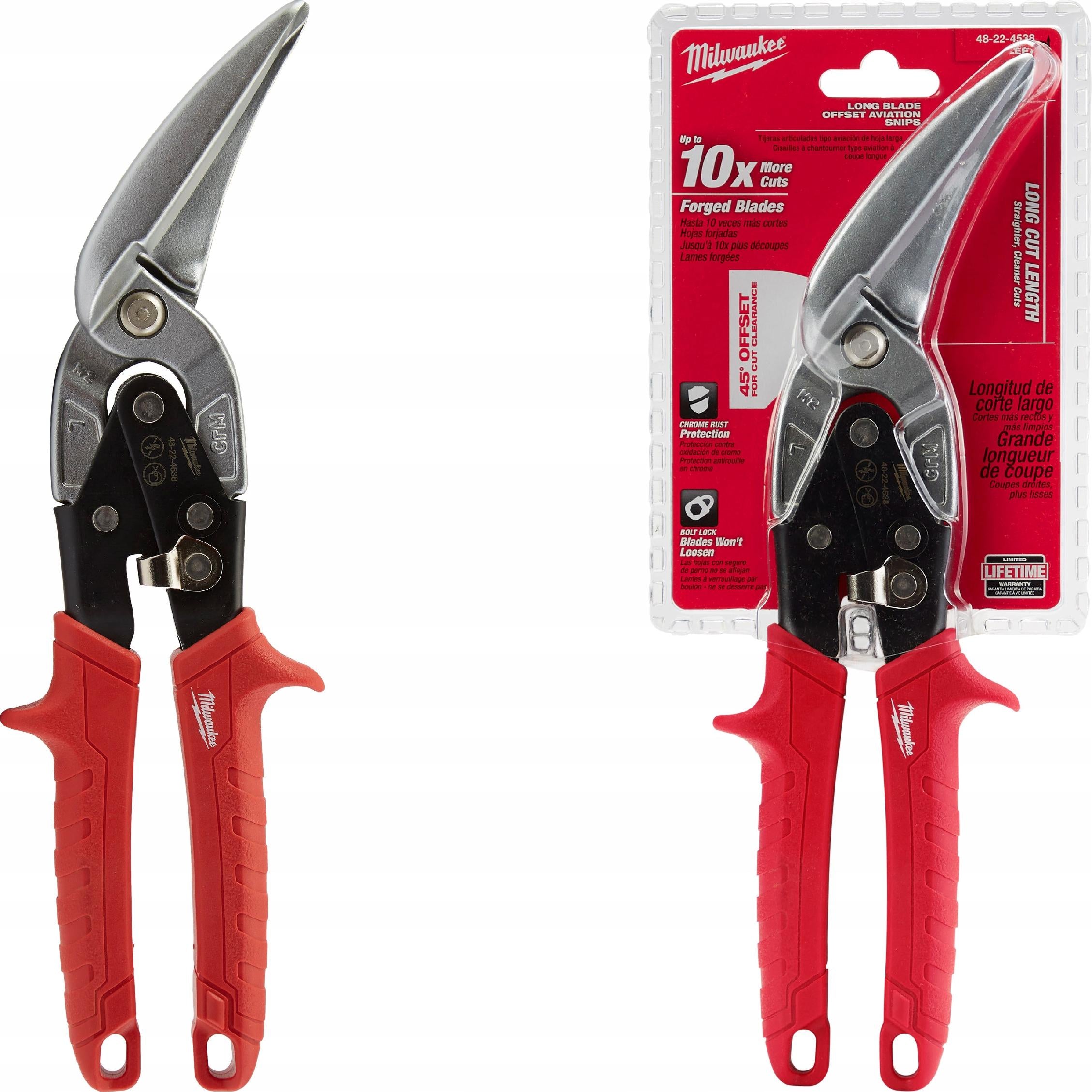 Shears for cutting sheet metal bent long LEFT Milwaukee