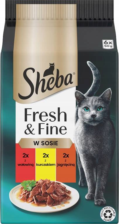 Sheba FRESH & FINE cat sachet set BEEF CHICKEN LAMB 6x50g