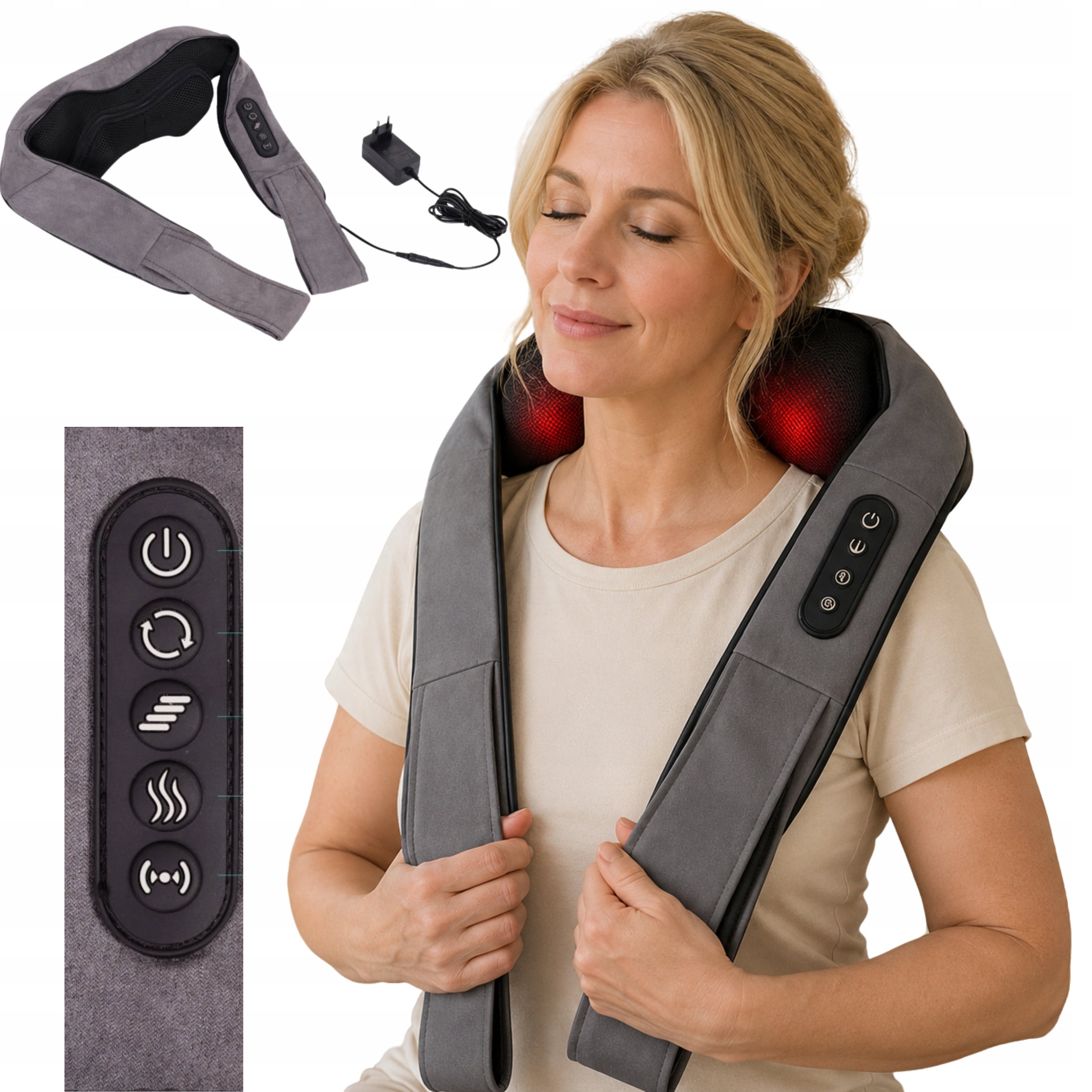 Shiatsu Back Neck Massager Heating Vibration 24W