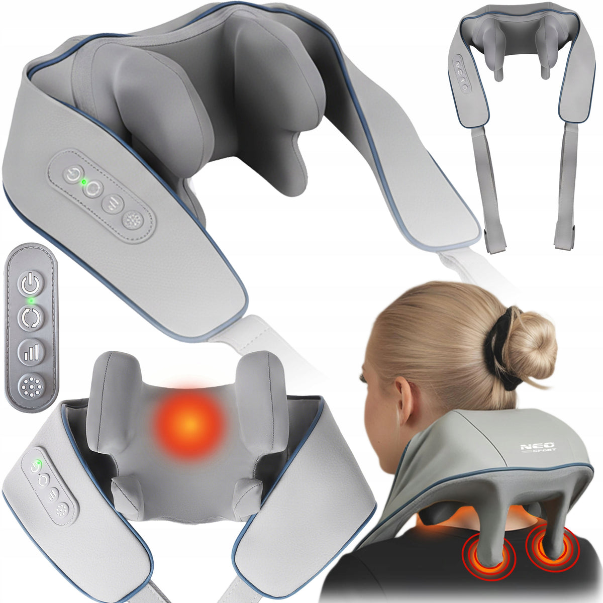 Shiatsu Neck Back Massager 3 Modes Wireless Heating