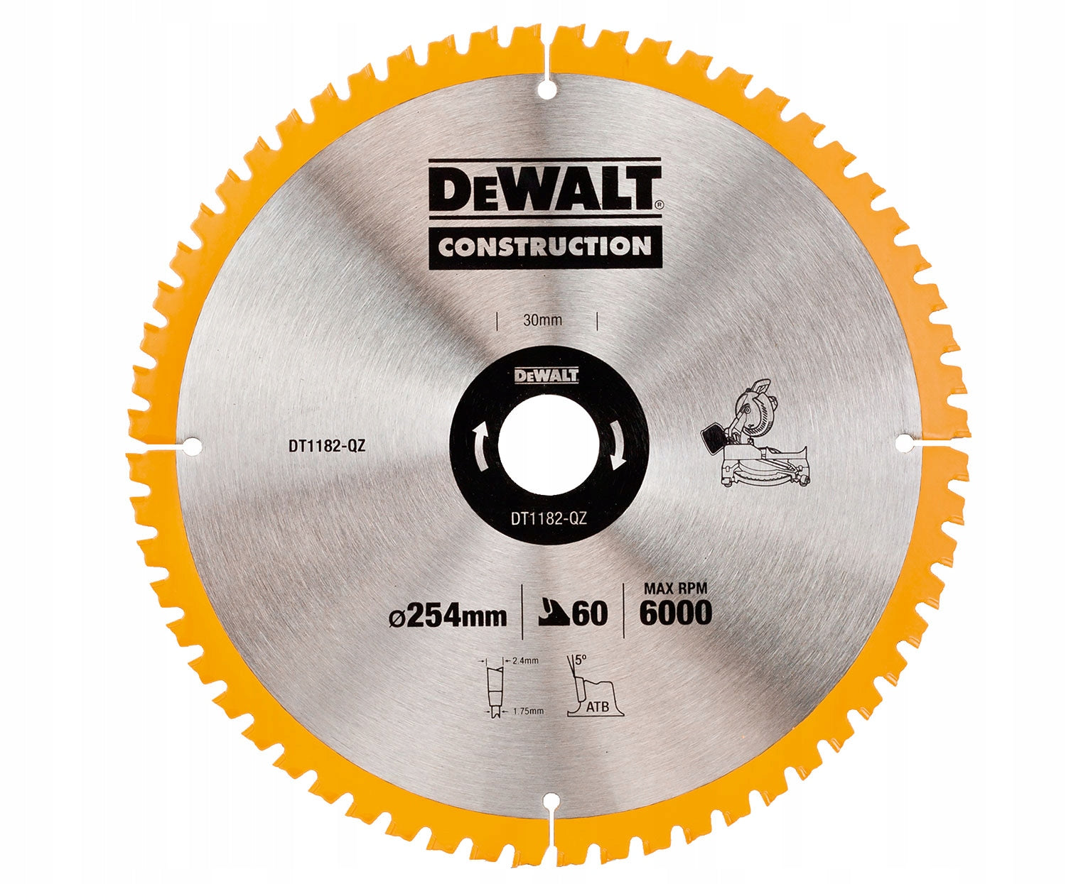 Shield DeWalt DT1182 for wood 254 x 30mm 60 teeth Brand DeWalt